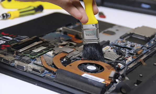 clean the notebook fan with a small brush